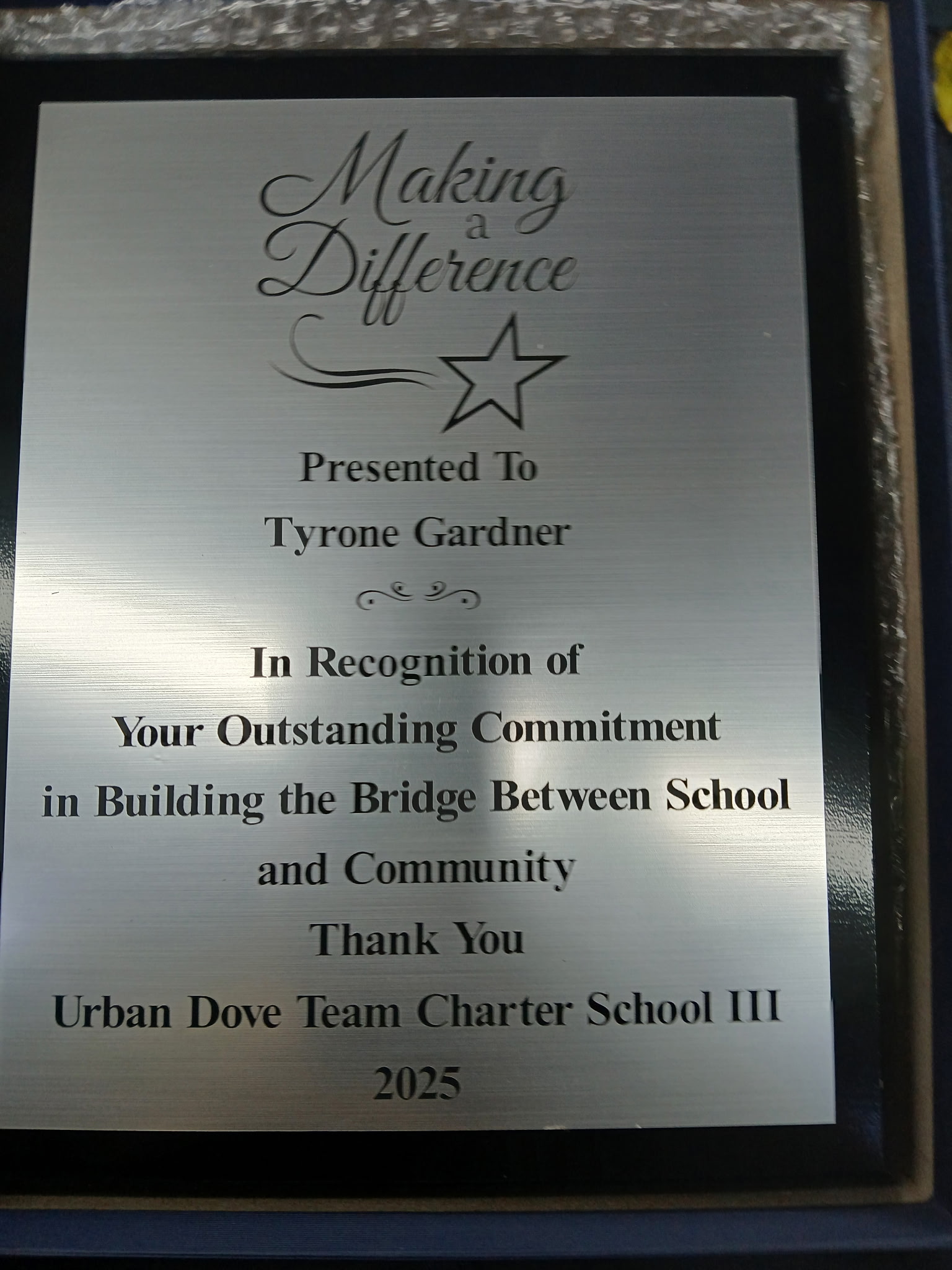 Celebrating Leadership: Tyrone Gardner Receives Urban Dove’s Making a Difference 2025 Award Image